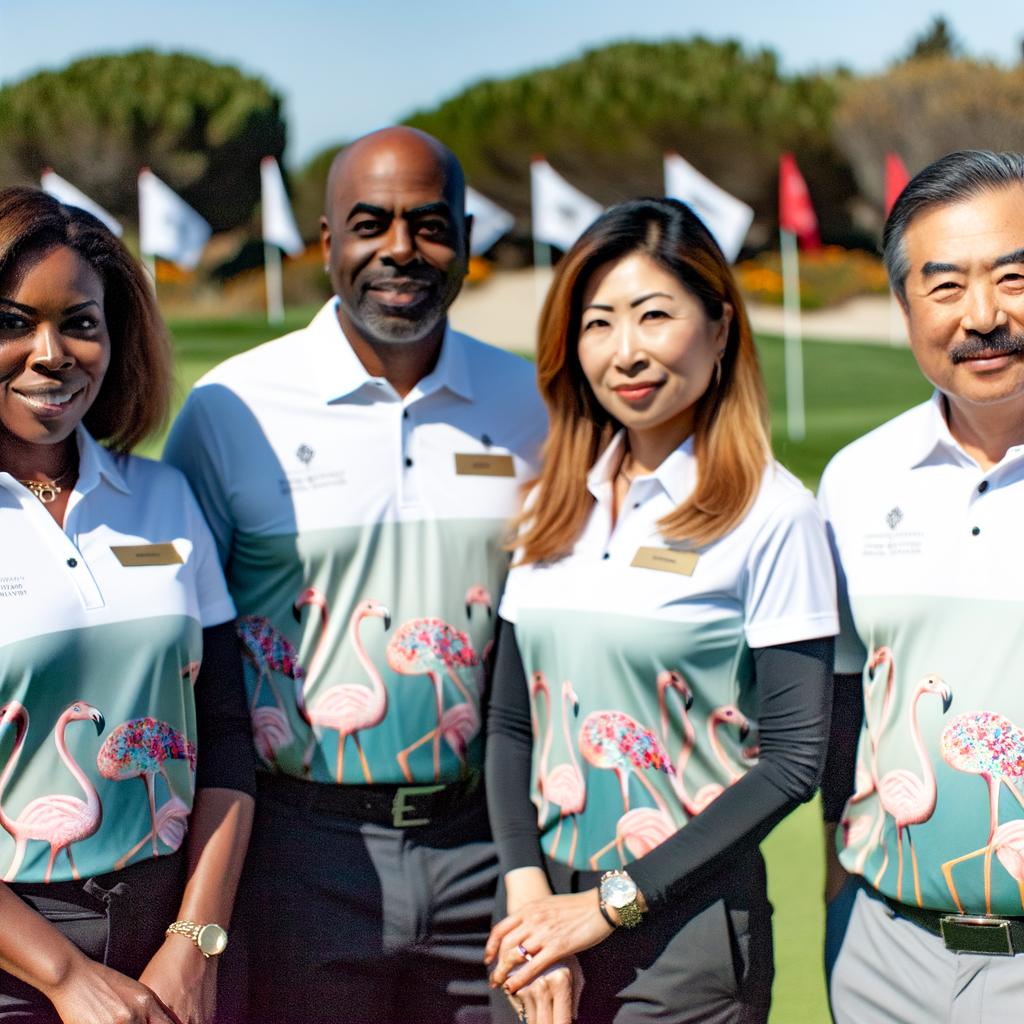 Elevate Your Brand with Custom Golf Shirts with Logo Featuring the Floral Flamingo Polo